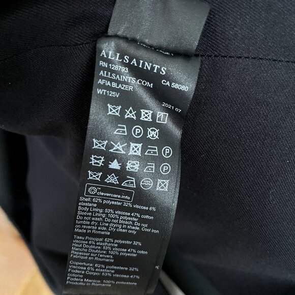 ALLSAINTS Afia Double-breasted Blazer Black - Picture 12 of 12